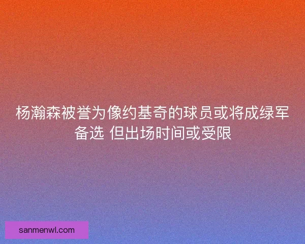杨瀚森被誉为像约基奇的球员或将成绿军备选 但出场时间或受限 杨瀚森被誉为像约基奇的球员或将成绿军备选 但出场时间或受限