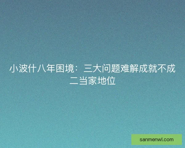 小波什八年困境:三大问题难解成就不成二当家地位 小波什八年困境:三大问题难解成就不成二当家地位