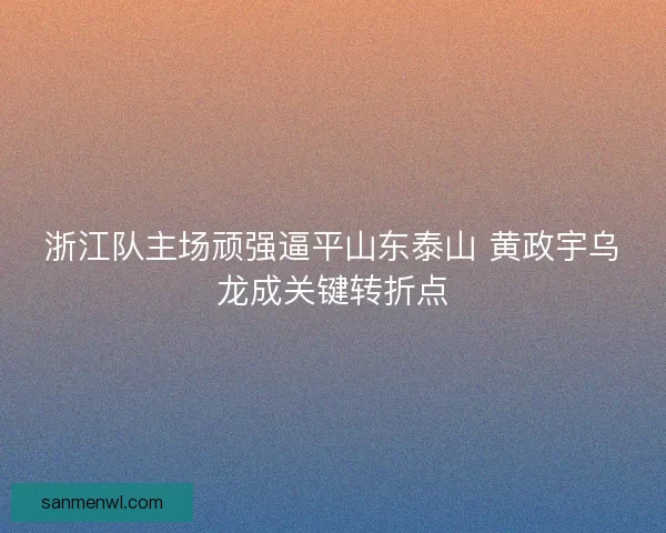 浙江队主场顽强逼平山东泰山 黄政宇乌龙成关键转折点 浙江队主场顽强逼平山东泰山 黄政宇乌龙成关键转折点
